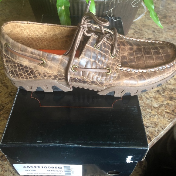 NEW Unique ladies gator leather Ferrini lace up moccasins - Picture 5 of 7